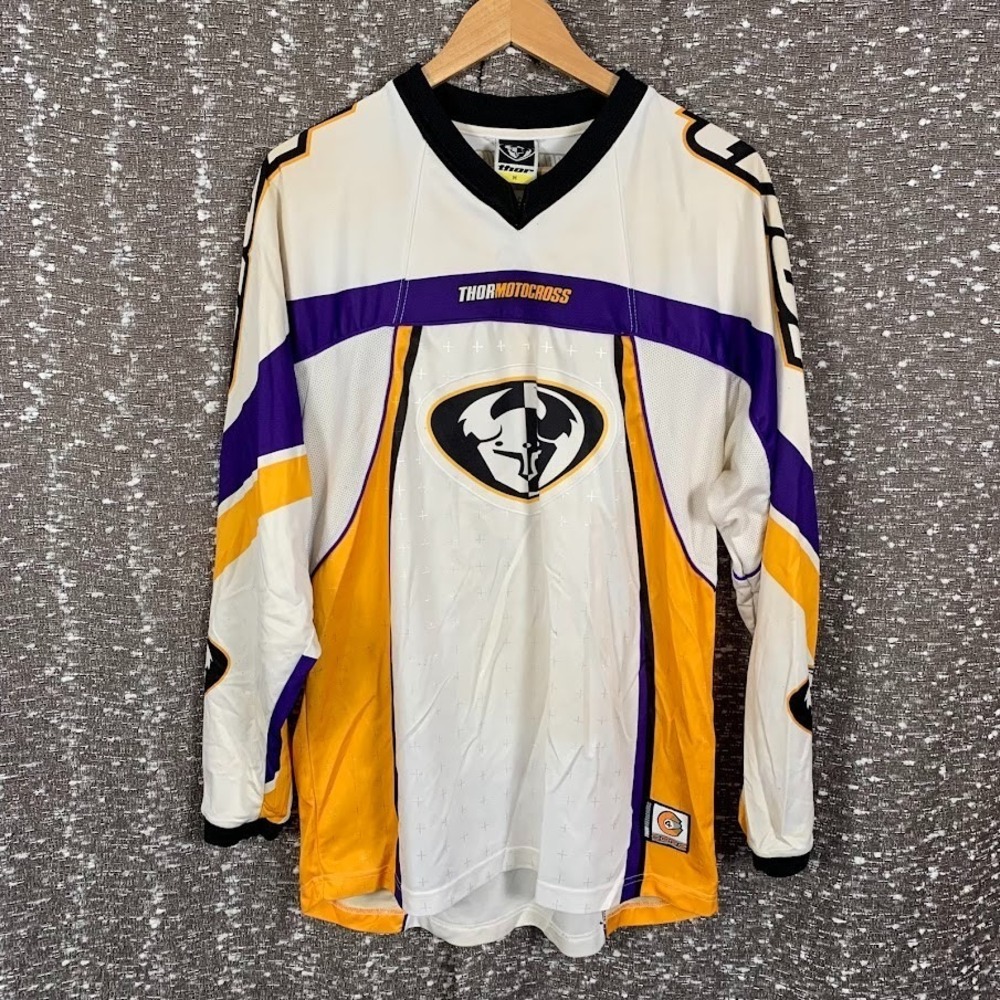 Vintage Thor Motocross Core Multicolor Racing Jersey Long‎ Sleeve Men's Medium
